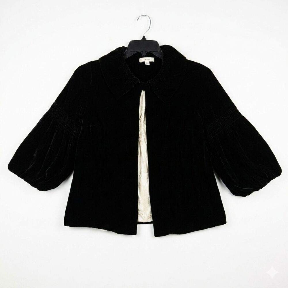 CAbi Black Velvet Silk Blend Opera Theater‎ Swing Jacket Style 158 Small